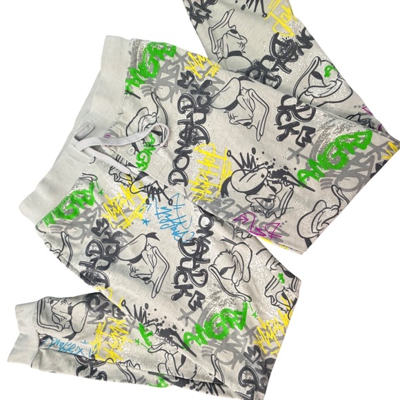 Disney Pants - Disney Donald Duck Graffiti Joggers Grey Neon Graphic Sweatpants Womens Small